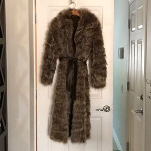 Vintage full length fur coat, possibly raccoon
